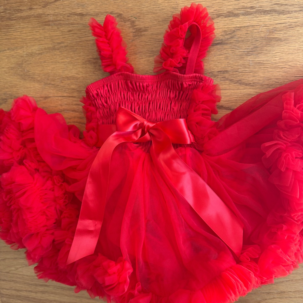 Ruffle Butts Red Tulle Baby Dress - Size 0-12 months - Picture 6 of 15